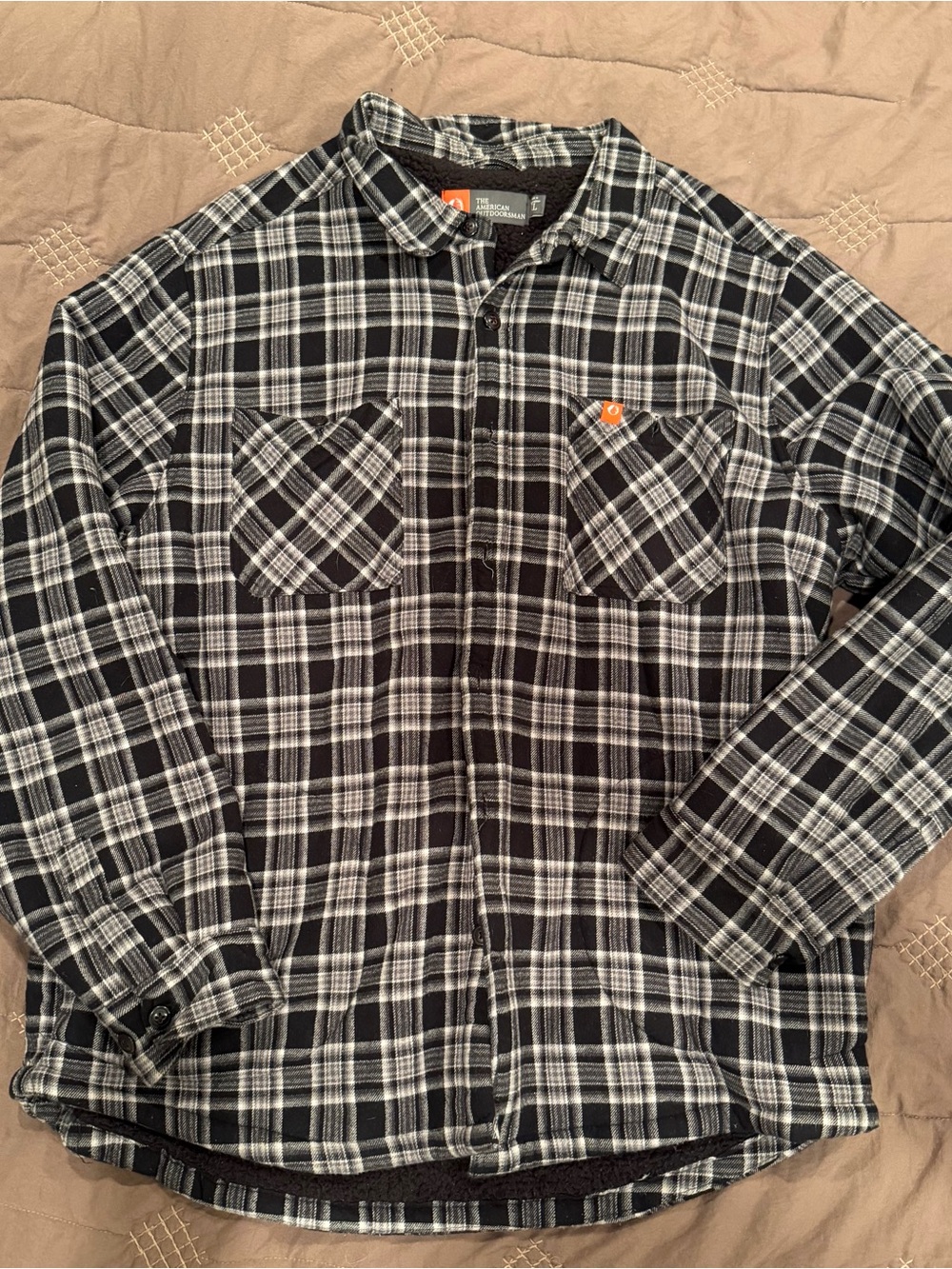 The American Outdoorsman Black & White Plaid Sherpa-Lined Shirt